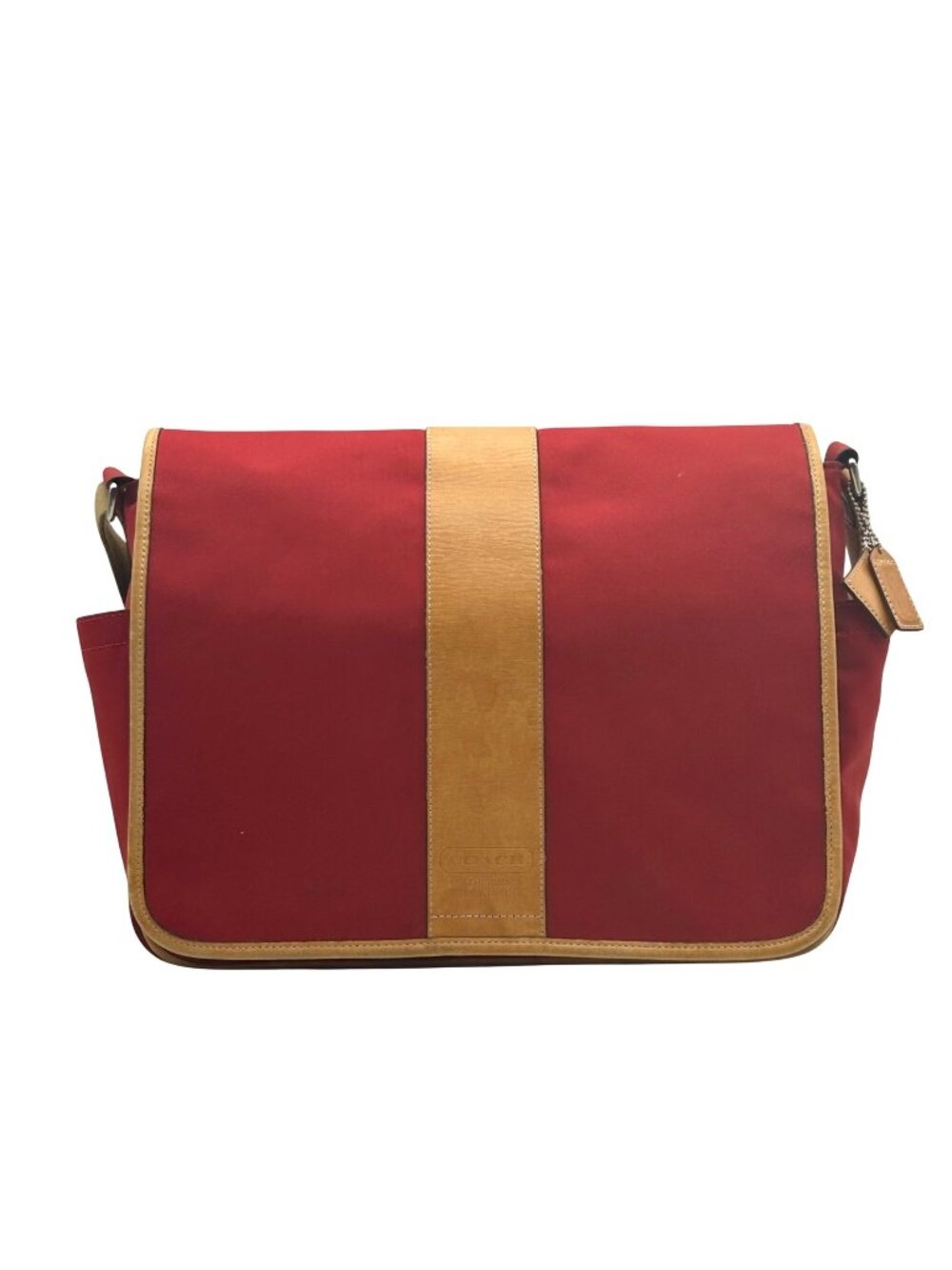 Coach Vintage Red Canvas And Leather Transatlantic Messenger Bag